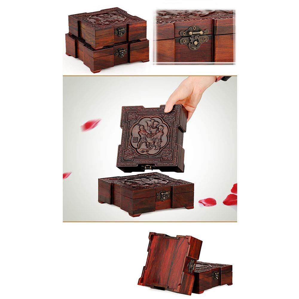 Amazon.co.jp: 赤い木中国のレトロなイヤリングリングネックレス収納